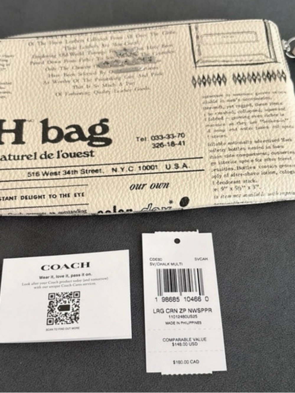 Coach Newspaper Print Wristlet